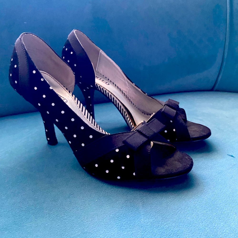 Kenneth Cole Unlisted 3" heel black-and-white polka dots..